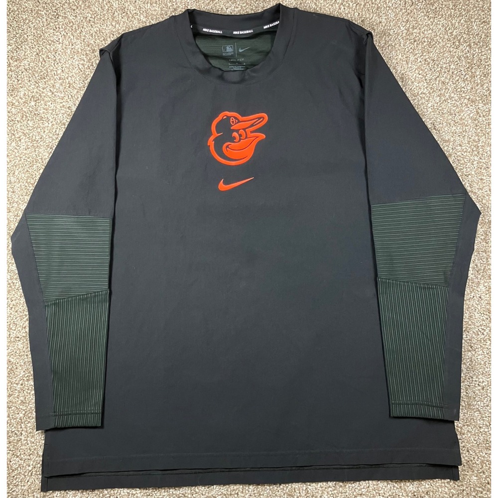 Nike Baltimore Orioles Authentic Dri-FIT L/S Batting Practice Shirt Mens Large